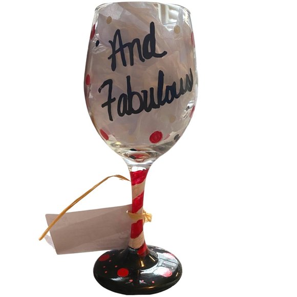 NWT Hand-Painted "40 & Fabulous" Wine Glass - Picture 2 of 7